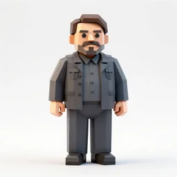 low polygon figurne of joseph stalin, front view, studio lighting. full body portrait. white background. 3 d render