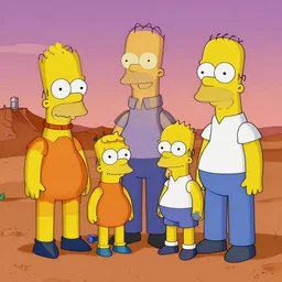 a family photo of the simpsons in mars, funny