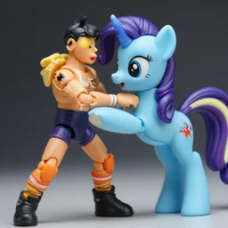 high detail sharp close up of wrestling action figure but its my little pony