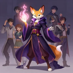 wide angle beautiful full body portrait of a strong female anthropomorphic anthro fennec fursona wearing sorcerer robes casting a healing spell. character design by disney, anime, manga, charlie bowater, ross tran, artgerm, and makoto shinkai, detailed, soft lighting, rendered in octane