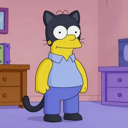 cat in style of simpsons