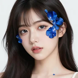 an absurdly beautiful, elegant, young hypercolorful sensual gravure idol partially made up of sapphire and blue petals, ultrafine hyperrealistic detailed face illustration by kim jung gi, irakli nadar, intricate linework, sharp focus, bright colors, matte, octopath traveler, final fantasy, unreal engine highly rendered, global illumination, radiant light, intricate environment