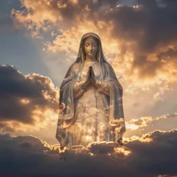 beatuiful sunset clouds made from virgin mary