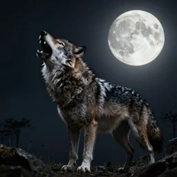 werewolf howling at the full moon, side angle, artstation, digital art, dark, highly detailed