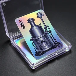 industrial device cursed error card topps holographic jewel case 3 5 mm 4 k hyperrealistic reflection 1 9 9 7