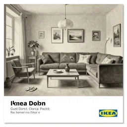 IKEA catalogue photo of a living room, by Gustav Doré
