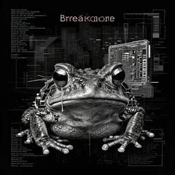 toad head, breakcore, technical, abstract, ripping, computers, venetian snares, vectors, gloom, dimensions, tears, ryuta ueda artwork, glitches, frogs, amphibians, geometry, data, datamosh, motherboard, minimal, code, cybernetic, album cover, dark, eerie, cyber