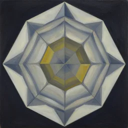 geometric hexagon by sdavid rudnick, husei nagaoka, oil on perspex, symmetry