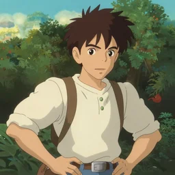 indiana jones as an anime character from studio ghibli. beautiful. 4 k. animation cel.