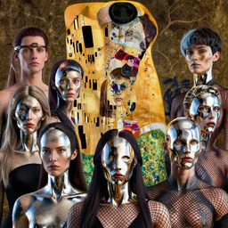 dream team, 8 k uhd, unreal engine, reflected chrome, octane render in the artstyle of greg rutkowski, klimt, nixeu, ian sprigger, wlop krenz, cushart, tom bagshaw, peter mohrbacher, unreal engine 5, highly detailed face, true anatomy!, extremely detailed!, fishnets, dystopian, details visible, octane render