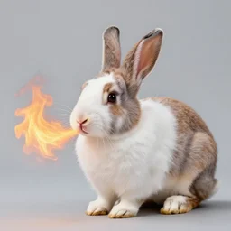 a rabbit breathing fire, canon 7 d, 4 k photograph