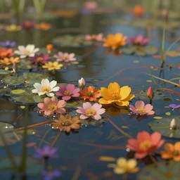 colourful murky nature with the flowers in water, in the style of craola, shallow depth of field, highly detailed, digital painting, trending artstation, concept art, illustration, cinematic lighting, vibrant colors, photorealism, epic, octane render