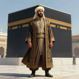 “ full body, afghan warrior, an afghan male type, standing in - front of the kaa ’ ba, highly intricate detailed, light and shadow effects, intricate, highly detailed, digital painting, art station, concept art, smooth, sharp focus, illustration, advanced digital art, atmospheric lighting, detailed face, 8 k, hq ”