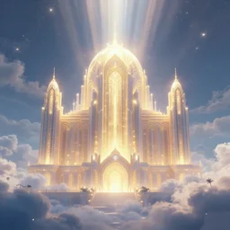 beautiful digital illustration of a shining art deco palace in a cloudpunk realm, heavenly, ethereal, celestial, god rays, concept art, deviantArt, artsation, artstation HQ, HD, 16k resolution, octane, finalRender, Unreal Engine