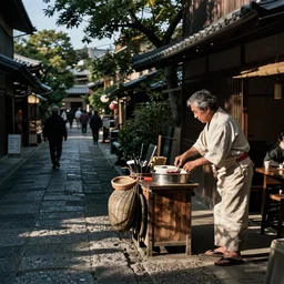 cinematography of a Kyoto street vendor by Emmanuel Lubezki