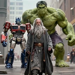 film still of gandalf starring as the hulk, cybertronian, long shot, cinematography by wes anderson, 4 k octane render, intricate detail, photorealistic, cinematic lighting, artstation