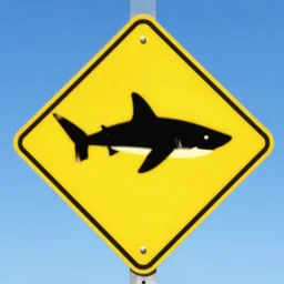 yellow shark warning sign