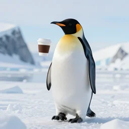 penguin taking a coffee in the middle on the artic, trending in art station
