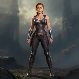 full body portrait of scarlet Johansson in the style of a fantasy hero, digital art, artstation