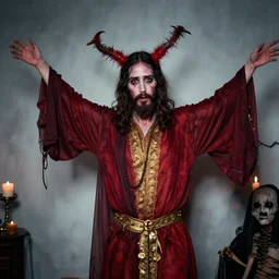 jesus christ cosplaying as satan at halloween