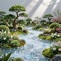 iridescent some trouble ice japanese garden floral display, verdant topiary, pastiche by Michael Whelan, pastiche by Cyril Rolando, pastiche by Peter Morbacher Precise and Intricate Linework, Art Nouveau Cosmic 4k Detailed Matte Illustration featured on ConceptArtWorld ,CGSociety, Safety orange and Heliotrope color scheme