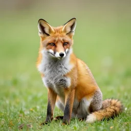 a yellow fox sitting in the field. animal photography