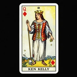 Queen of Diamonds tarot full card by Ken Kelly, Gustave Dore, Roy Thomas