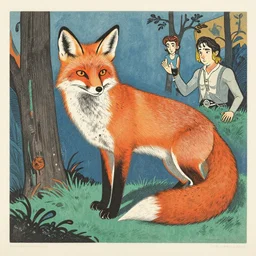 fox by woodblock print, nicolas delort, moebius, victo ngai, josan gonzalez, kilian eng