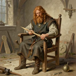 Norse god of chair making, medieval illustration HD