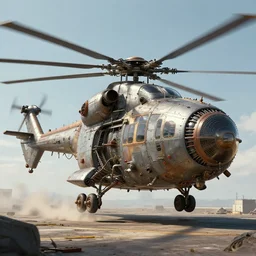 concept art of huge dieselpunk massive helicopter