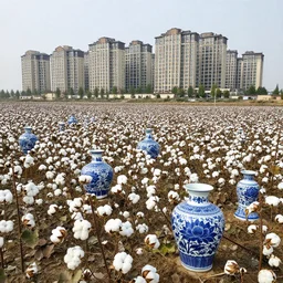 cotton field of the blue lotus porcelain jugs, blackrock multinational housing estate