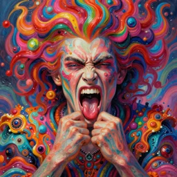 bright psychedelic jim cornette vomiting, furious and insane, abuse, diffuse lighting, fantasy, intricate, elegant, highly detailed, lifelike, photorealistic, digital painting, artstation, illustration, concept art, smooth, sharp focus, art by francis bacon