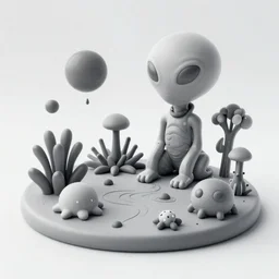 doodle 3D art of a alien landscape with strange life forms, in the style of Van Gogh, detailed