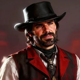 dreamy portrait of arthur morgan from red dead redemption, flirting, upper body visible, ultra realistic, highly detailed, hd, sharp focus, cinematic lighting, mood lighting, realistic, photorealistic, vivid colors, photograph, digital art, non blurry, sharp, artstation, concept art, smooth, illustration