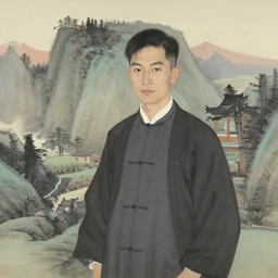 a portrait of a character in a scenic environment by huang guangjian