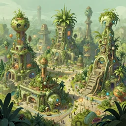 biopunk town, trending on artstation, a town inspired by biological and plant-based industries and light industries. World renowned famous artists. Worth1000.net