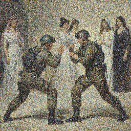 depiction of the duel Navy SEAL and Arab , girls in the background by frank miller, style of William-Adolphe Bouguereau,