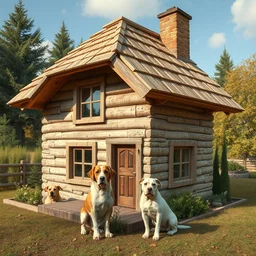 a house but instead of wood and bricks dogs were used as material