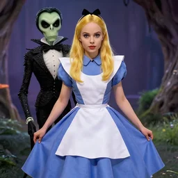 alice in wonderland comic book art in the style of tim burton, matte painting in the style of bob ross, realistic, highly detailed, concept art, trending on artstation, depth of field
