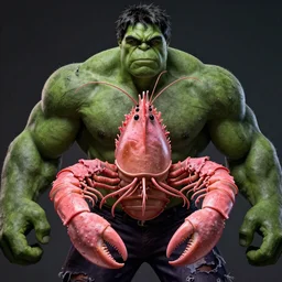 cinematic portrait, jacques the pink shrimp crustacean crossed with incredible hulk, ultra realistic digital artwork, ripped clothing, dramatic lighting, wayne barlowe, max pennington, greg rutkowski 8 k