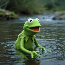 still from apocalypse now film, kermit the frog coming out of river, by vittorio storaro, cinematic