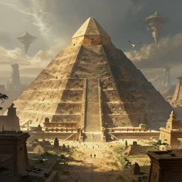 mystical landscape, ancient civilization, digital painting, concept art, sharp focus, illustration, highly detailed, mysterious pyramid, artstation, cinematic lighting