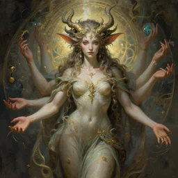 a beautiful elegant elemental entity with many hands, highly detailed, digital painting, artstation, concept art, sharp focus, unreal engine 5, art by alex ross and greg rutkowski and alphonse mucha