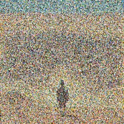 a traveller walks towards a desert industrial city, brimming with inhabitants in the style of moebius, concept art, illustraction
