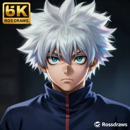 realistic portrait of Killua, dramatic lighting, illustration by Rossdraws, professional portfolio, 4k, digital art, concept art, trending on artstation