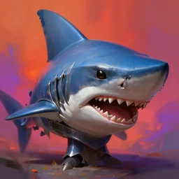 shark head knight helmet, with legs, fantasy, digital painting, dramatic lighting, vibrant setting, realistic shading, unreal engine 5, concept art, ultra detailed, trending artstation