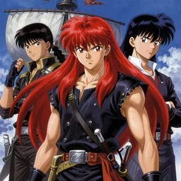 prompt : ragnarok online portrait soft light painted by james jean and katsuhiro otomo and erik jones, inspired by akira anime, epic fantasy, a long haired, red headed male sky - pirate in front of an sky - ship, intricate oil painting, high detail illustration, sharp high detail, manga and anime 1 9 9 9