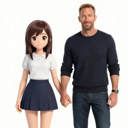 Richard Hammond with his cute anime girlfriend, they are holding Hands and smiling, looking at the camera, paparazzi photo, celebrity