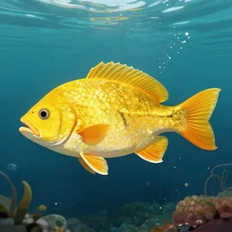 a large fish made of yellow