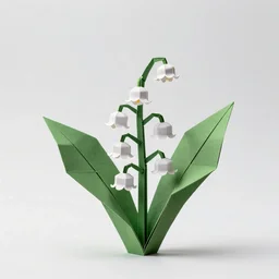 papercraft lily of the valley, high detail photograph, full body, isolated on a pure white background, centered, entire subject in frame, sharp focus, soft studio lighting